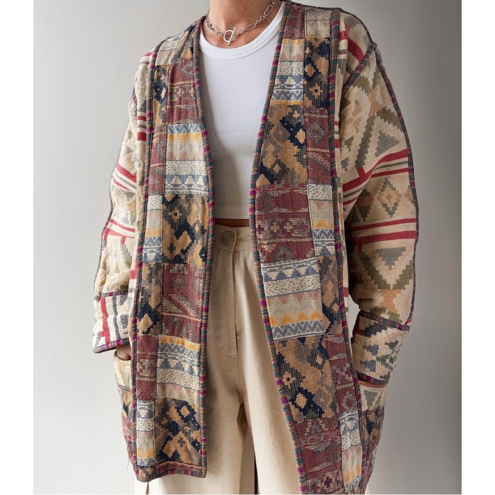 Vintage Southwestern Embroidered Cotton Tapestry Jacket